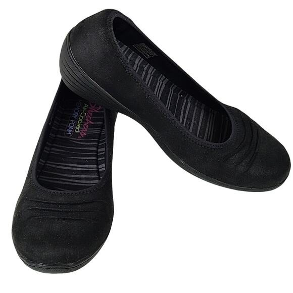 Skechers black wedge slip on memory foam comfort shoes 7.5 - Picture 1 of 7